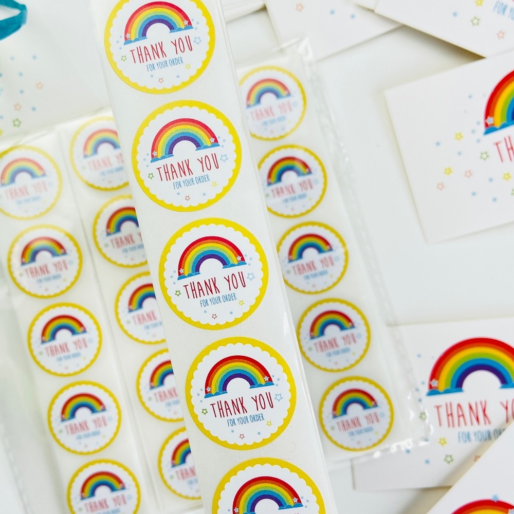 Thank You Stickers. Rainbow. Shipping Product Stickers. Envelope Seals.